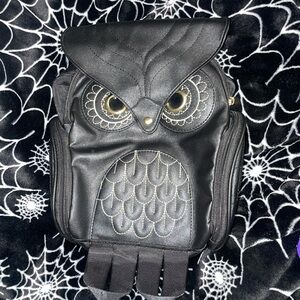 Gothic Owl Faux Leather Backpack